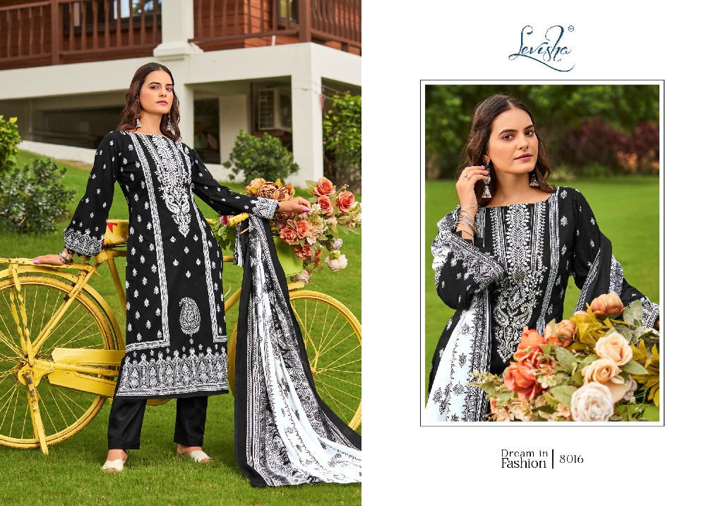 Levisha Naira Nx Vol-8 Wholesale Cembric Cotton With Fancy Embroidery Dress Material