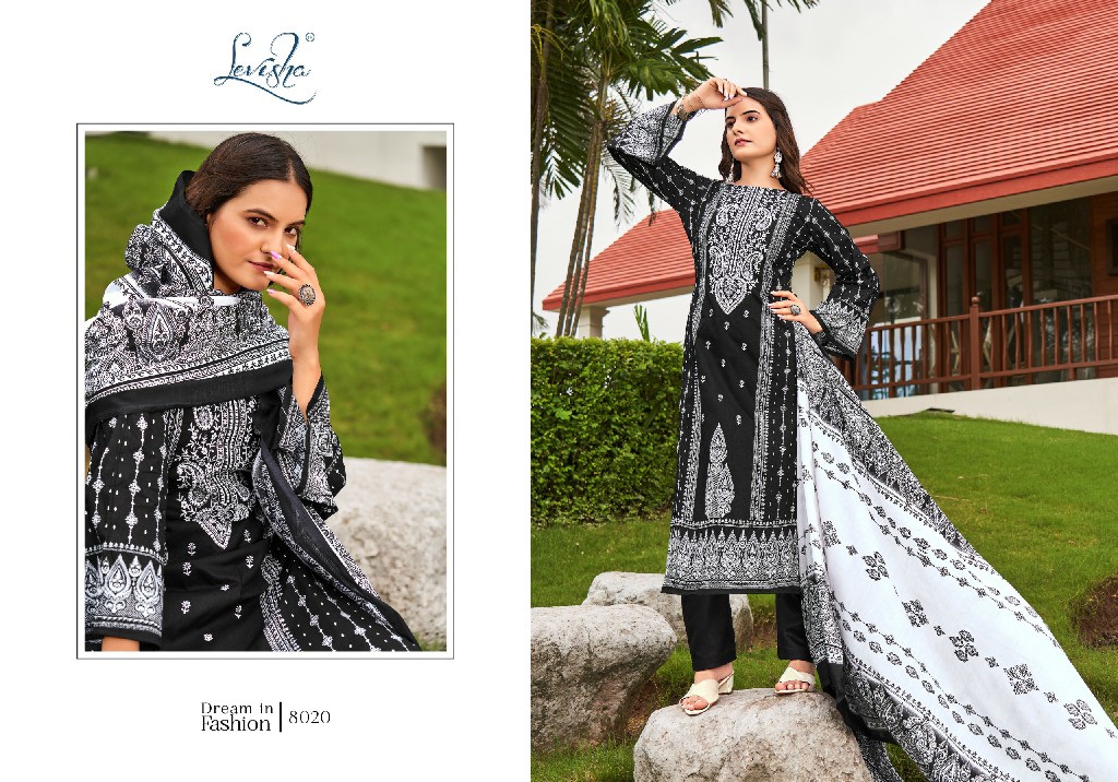 Levisha Naira Nx Vol-8 Wholesale Cembric Cotton With Fancy Embroidery Dress Material