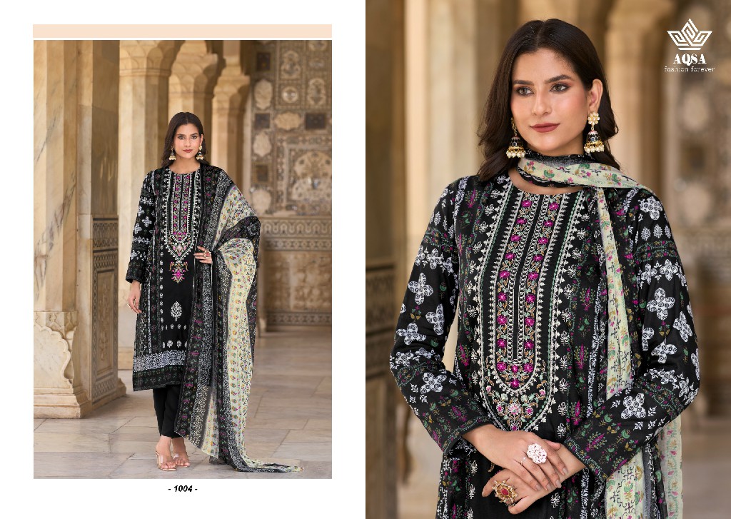 AQSA Nooreh Wholesale Cambric Cotton With Embroidery Dress Material