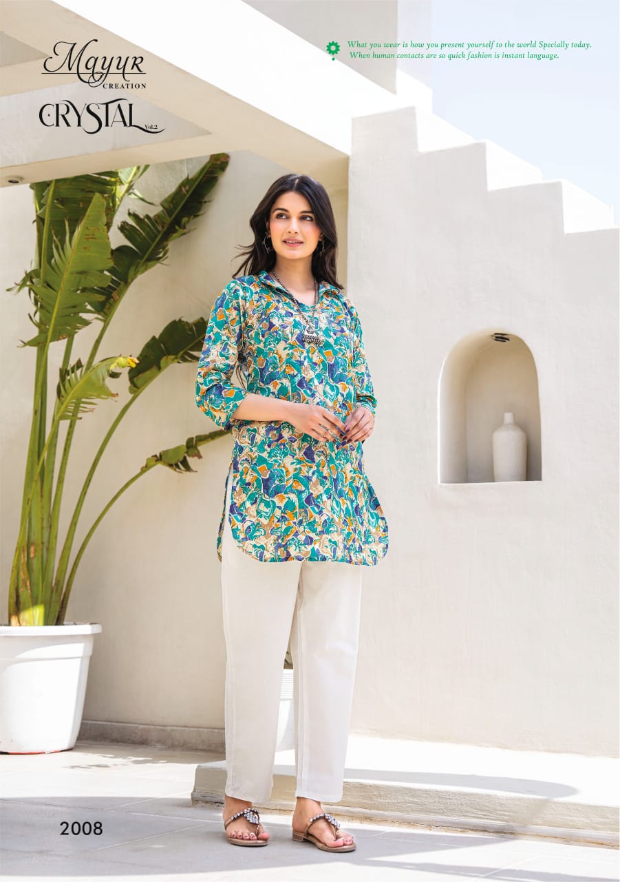 Mayur Crystal Vol-2 Wholesale Heavy Print Tunic Tops