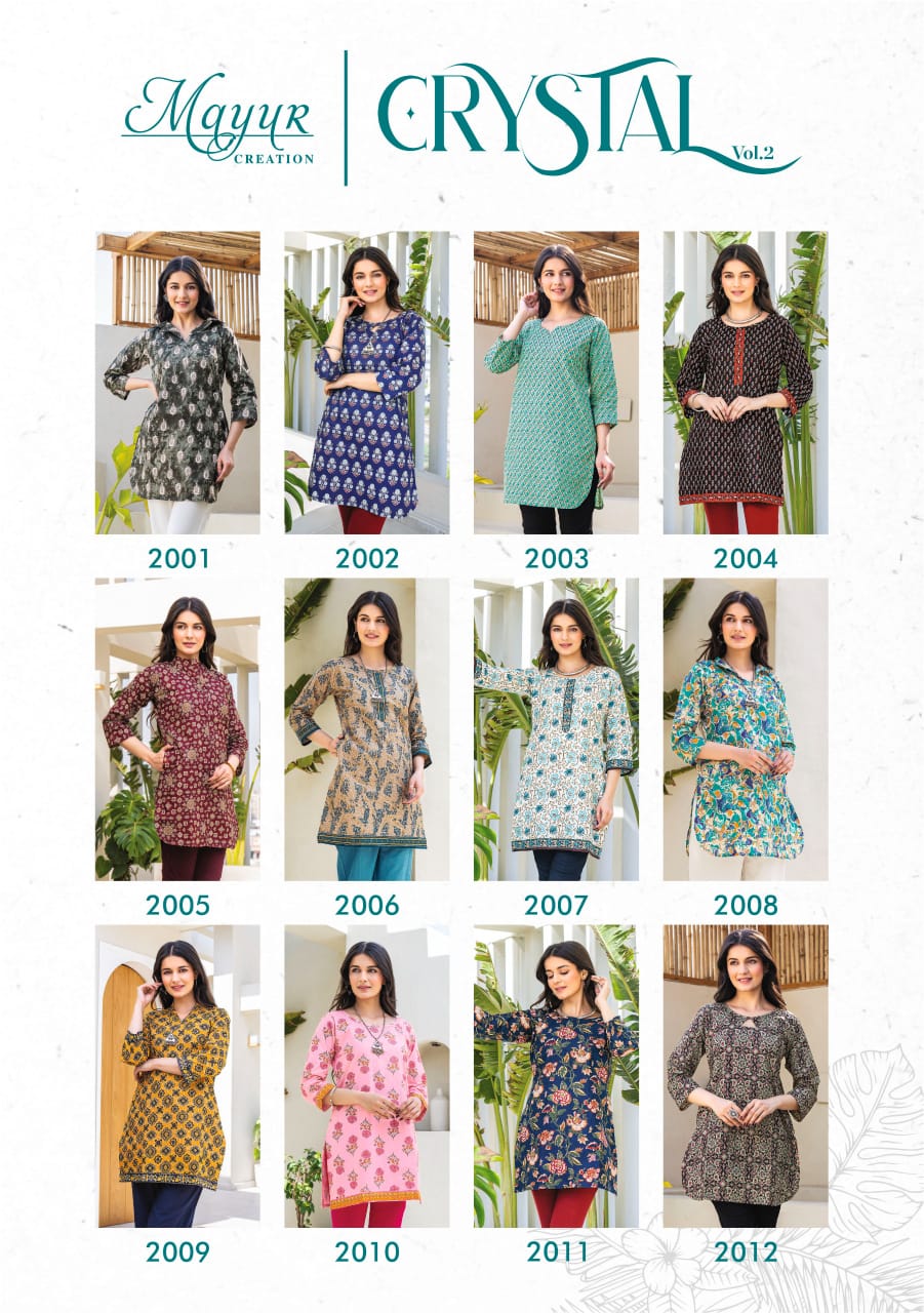 Mayur Crystal Vol-2 Wholesale Heavy Print Tunic Tops