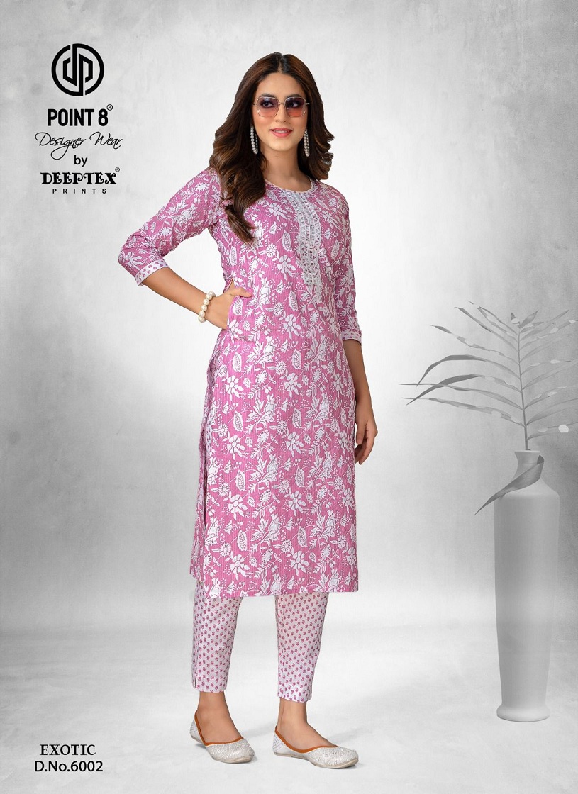 Deeptex Exotic Vol-6 Wholesale Pure Cotton Long Kurti With Pants