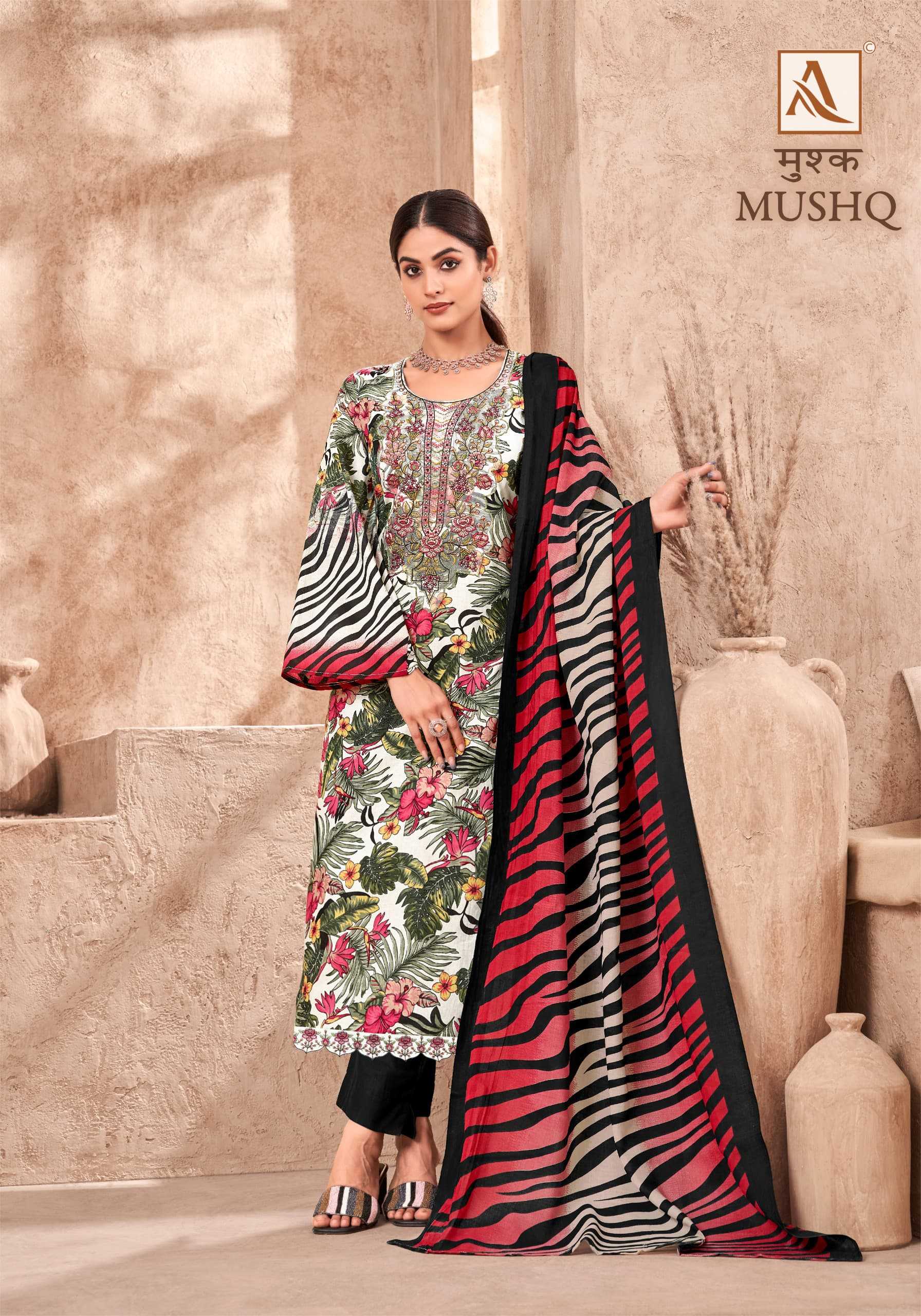 ALOK SUIT LAUNCH MUSHQ VOL 1 FANCY EMBROIDERY PAKISTANI 3PCS SUIT