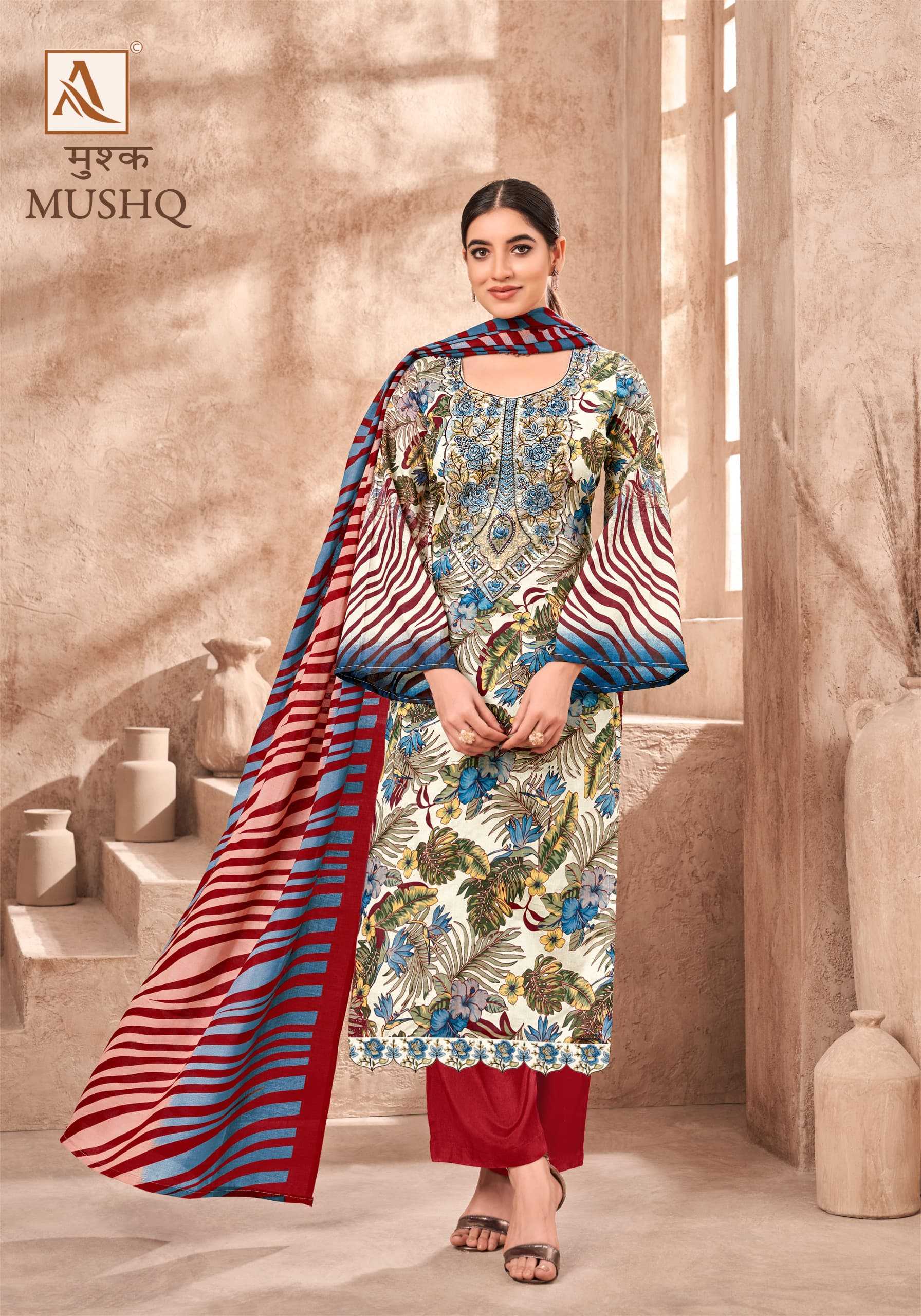 ALOK SUIT LAUNCH MUSHQ VOL 1 FANCY EMBROIDERY PAKISTANI 3PCS SUIT