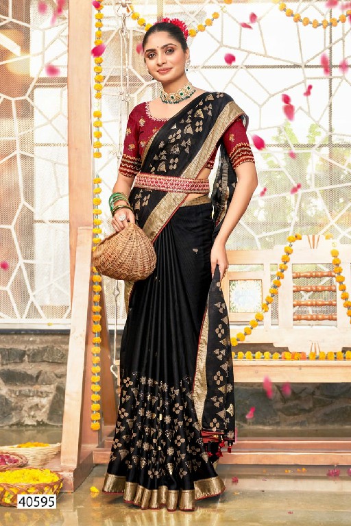 5D DESIGNER LAUNCH DIVYA VOL 1 VISCOSE FOIL PRINTED SAREE WITH BLOUSE