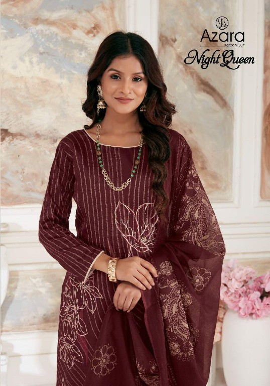 NIGHT QUEEN BY AZARA RADHIKA JAM COTTON TRADITIONAL WEAR 3PCS DRESS MATERIAL