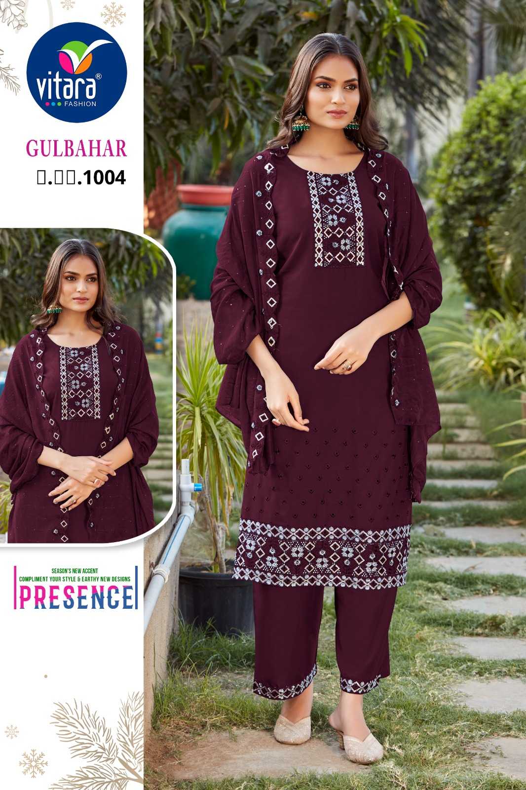 VITARA GULBAHAR EMBROIDERY WORK READYMADE COMBO SET 3PCS DRESS