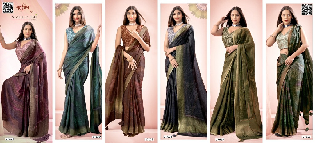 Vallabhi Leona Wholesale Georgette Fabrics Fancy Sarees