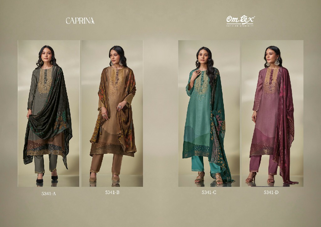 Omtex Caprina Wholesale Silk Jacquard With Hand Work Suits