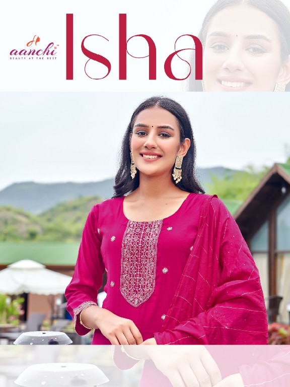 Aanchi Isha Wholesale Roman Silk With Lining Kurtis With Pant And Dupatta