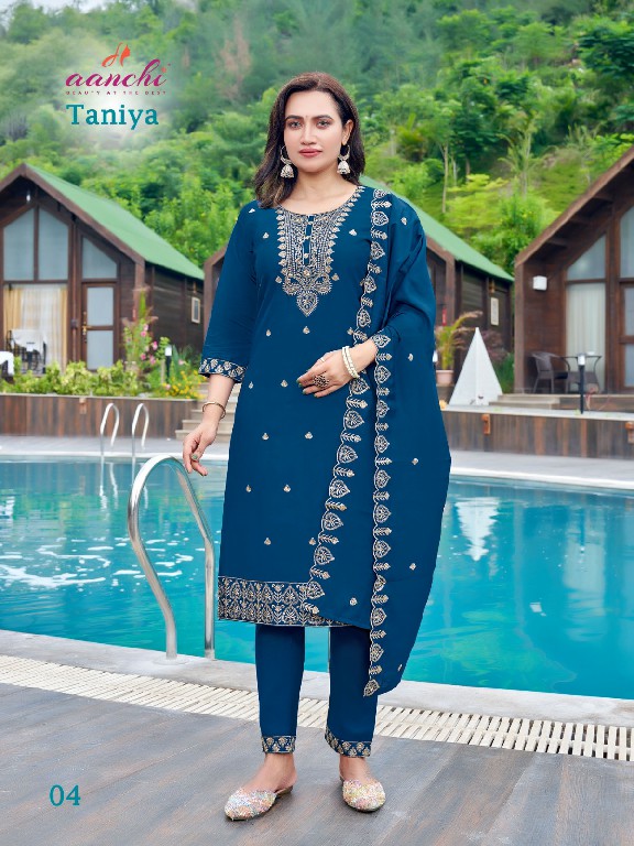 Aanchi Taniya Wholesale Roman Silk With Lining Readymade 3 Piece Suits