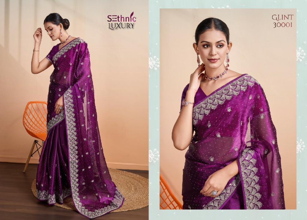 Sethnic Glint Gala Wholesale Blooming Berry Function Wear Sarees