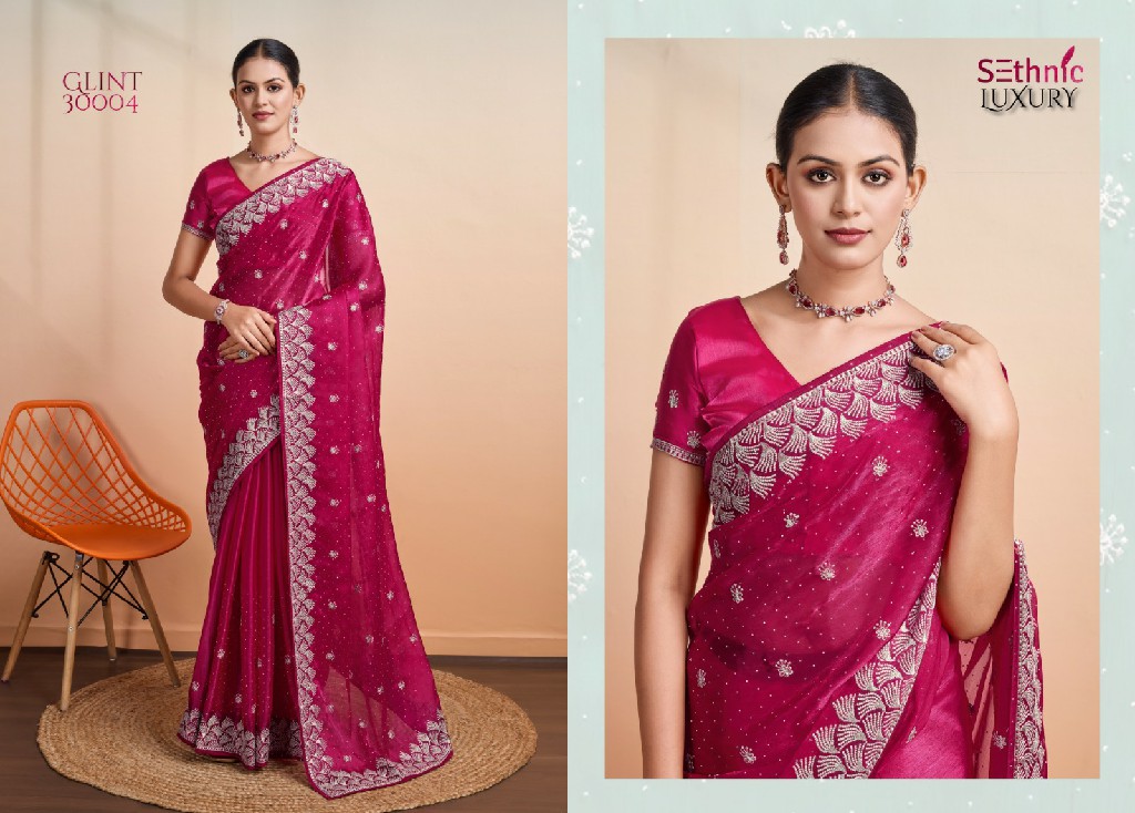 Sethnic Glint Gala Wholesale Blooming Berry Function Wear Sarees