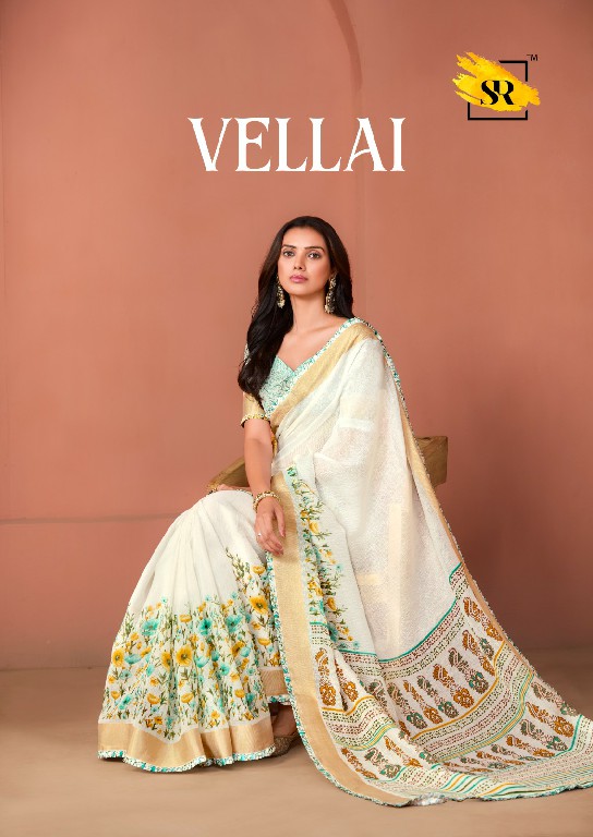 SR Sarees Vellai Wholesale White Handloom With Frill Border Sarees