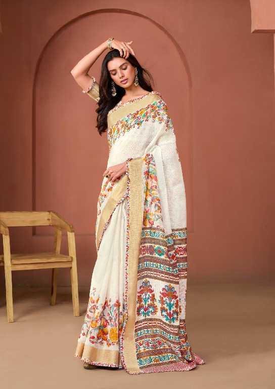 SR Sarees Vellai Wholesale White Handloom With Frill Border Sarees