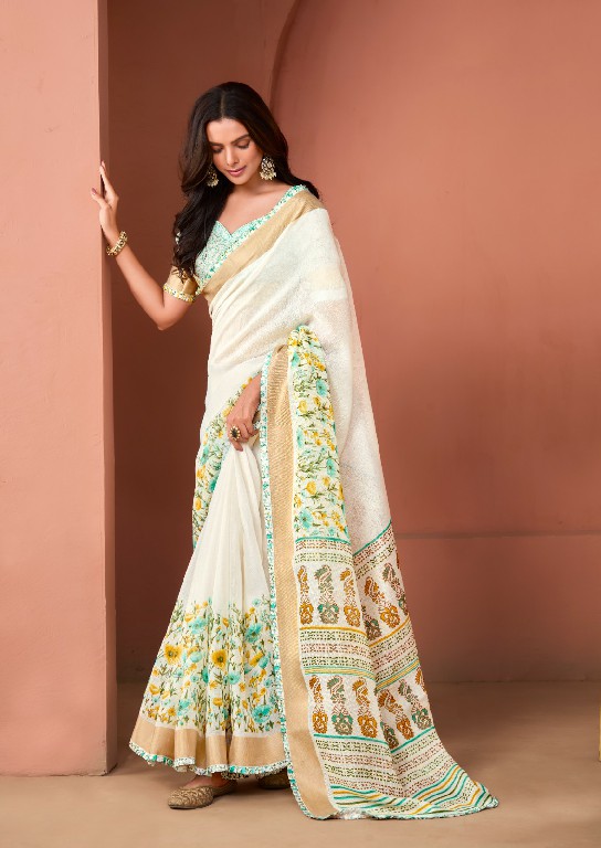 SR Sarees Vellai Wholesale White Handloom With Frill Border Sarees