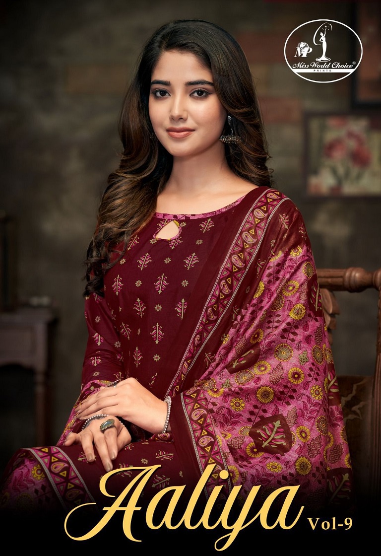 Miss World Aaliya Vol-9 Wholesale Pure Cotton Printed Dress Material