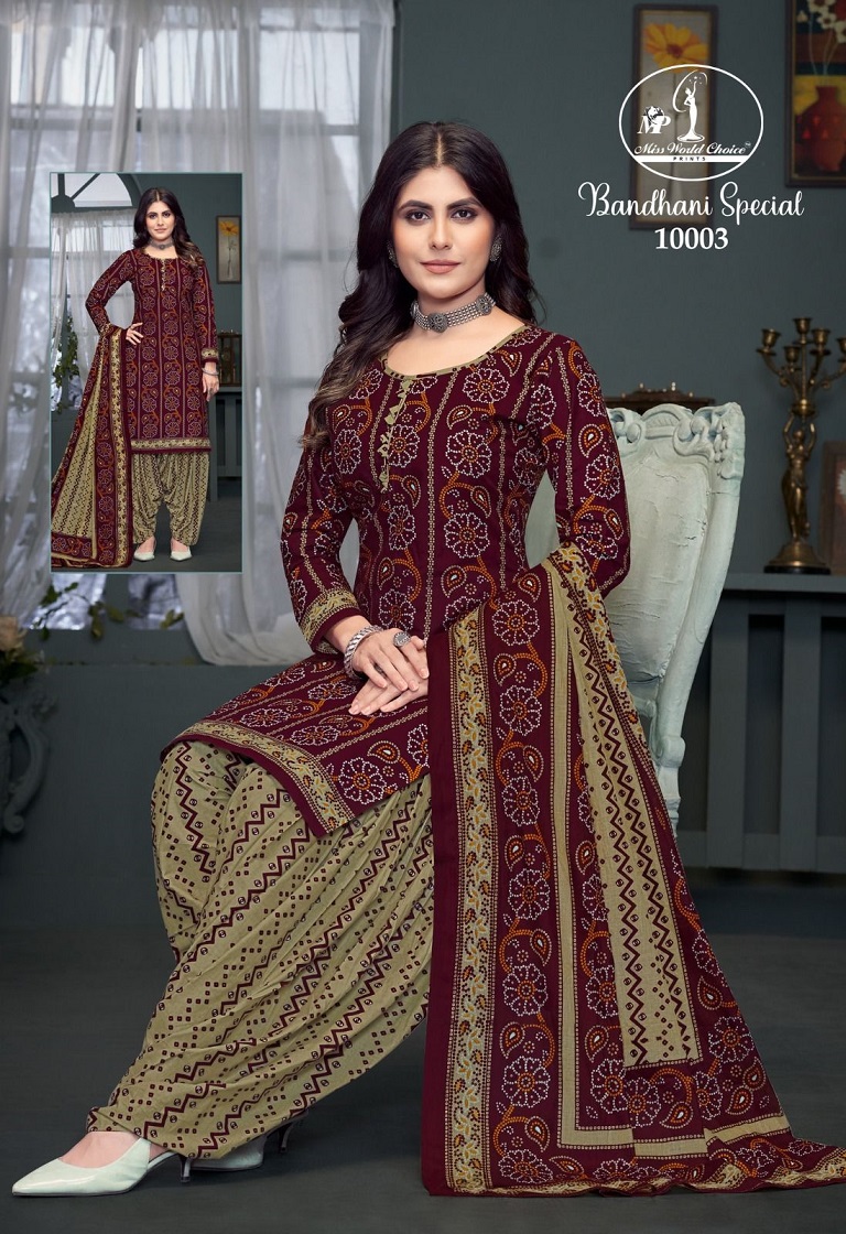 Miss World Bandhani Special Vol-10 Wholesale Cotton Printed Dress Material