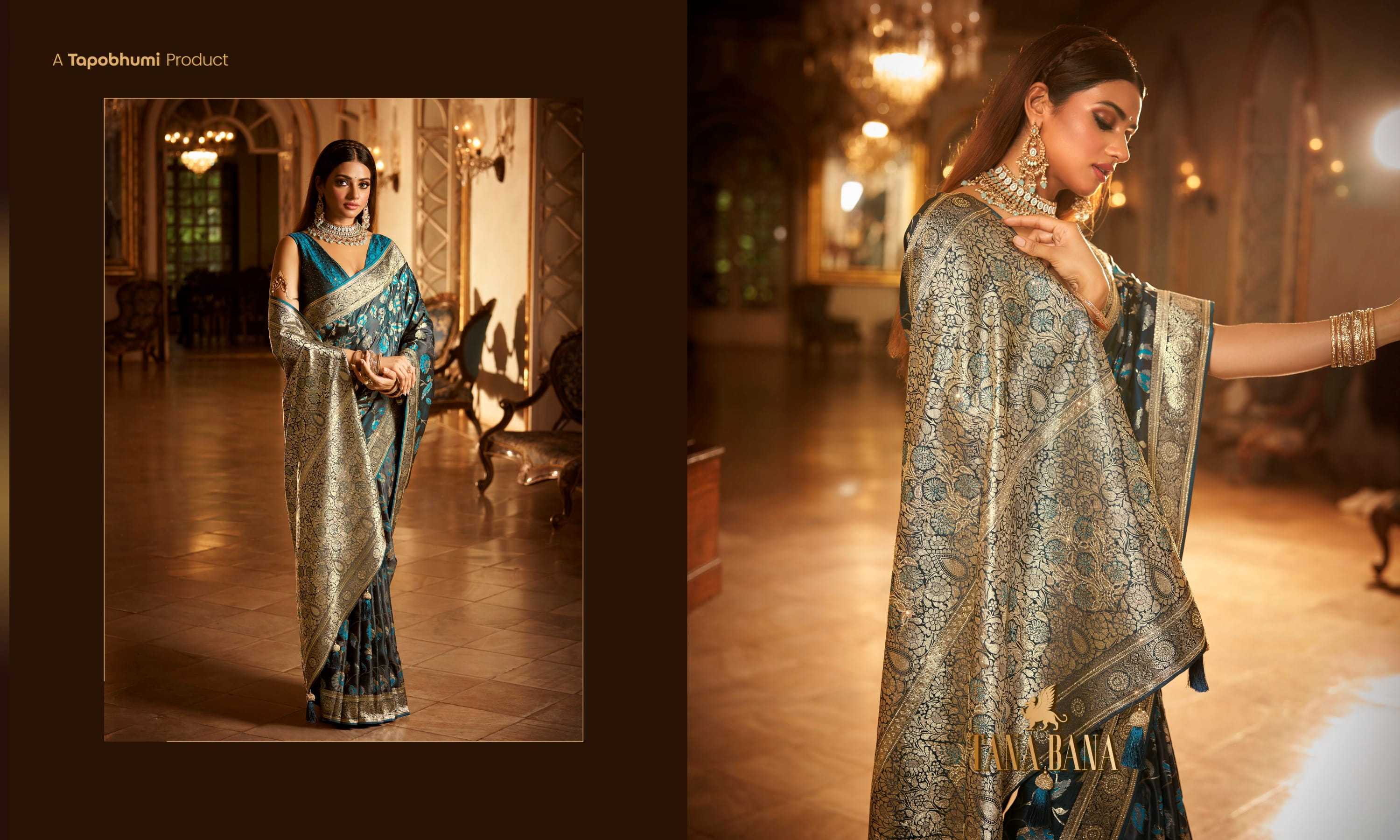 TANA BANA 2655 FANCY SATIN SILK SIROSKI WORK EXCLUSIVE DESIGN SAREE SUPPLIER