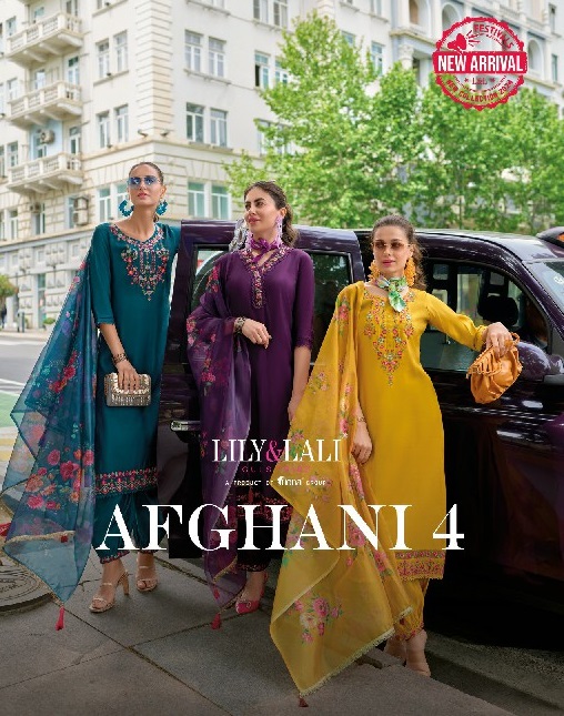 LILY AND LALI AFGHANI VOL 4 FANCY SILK PARTY WEAR HANDWORK FULL STITCH SALWAR KAMEEZ