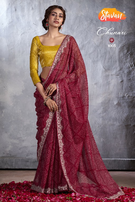 Stavan Chunari Wholesale Chiffon With Cutwork Party Wear Indian Sarees