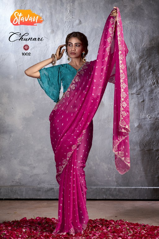 Stavan Chunari Wholesale Chiffon With Cutwork Party Wear Indian Sarees