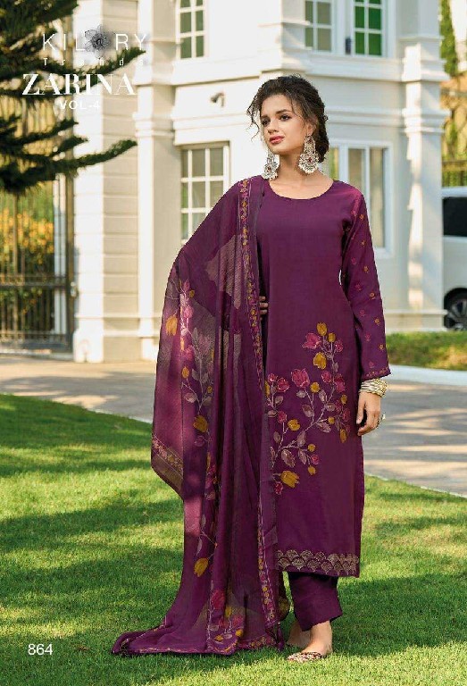 Kilory Zarina Vol-4 Wholesale Pure Viscose Muslin With Embroidery Work Suits