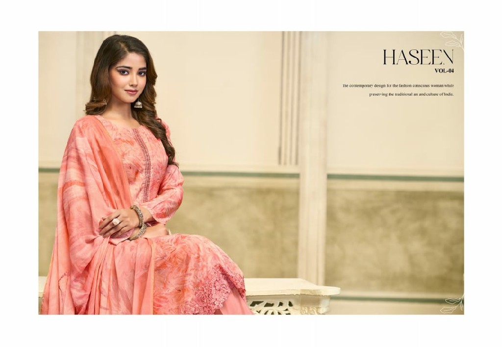 Glossy Simar Haseen Vol-4 Wholesale Pure Viscose Muslin With Embroidery Work Suits