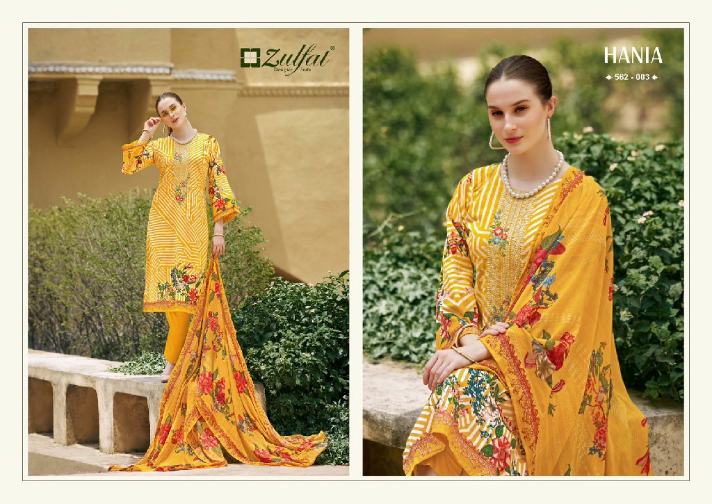 Zulfat Hania Wholesale Pure Cotton With Embroidery Work Dress Material