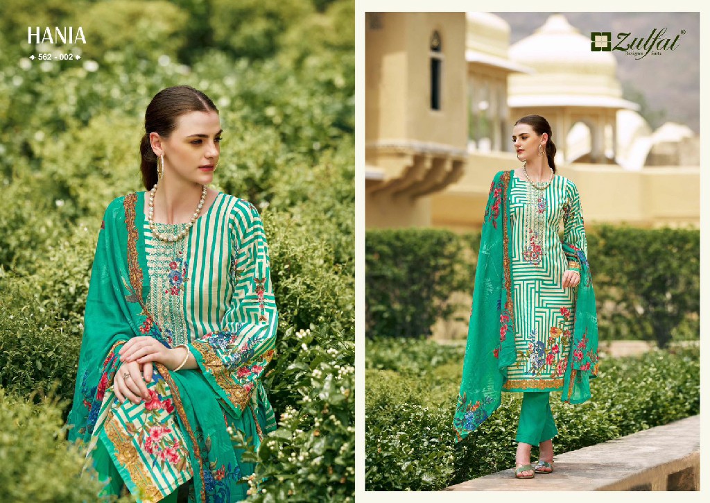 Zulfat Hania Wholesale Pure Cotton With Embroidery Work Dress Material