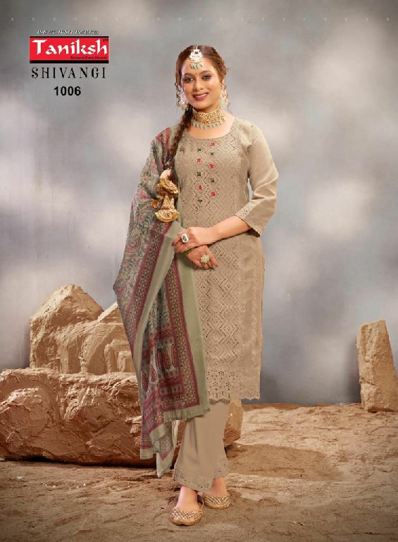 Taniksh Shivangi Wholesale Muslin Chifli Work Kurtis With Pant And Dupatta