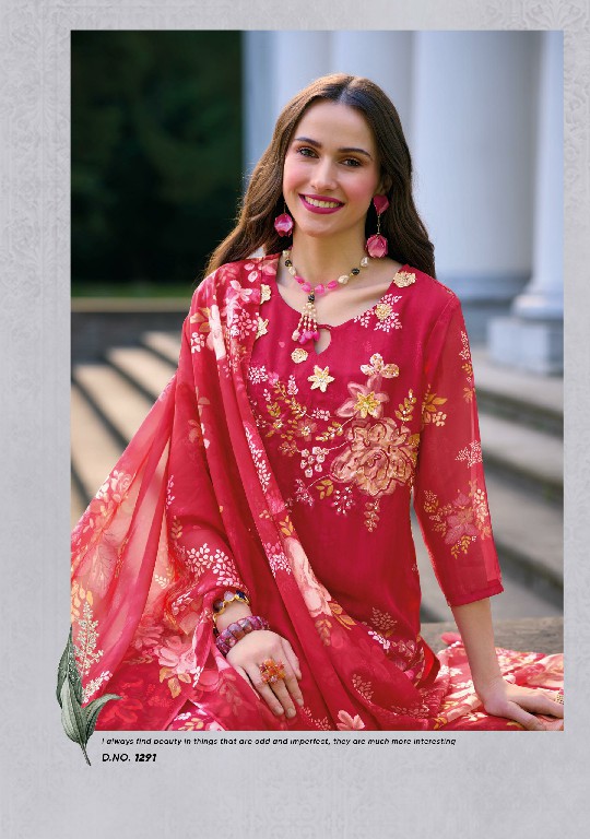 Lady Leela Rubina Vol-2 Wholesale Organza Fabrics With Handwork Kurtis Pant And Dupatta