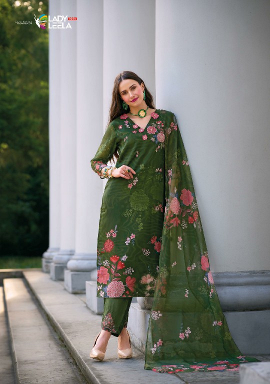 Lady Leela Rubina Vol-2 Wholesale Organza Fabrics With Handwork Kurtis Pant And Dupatta