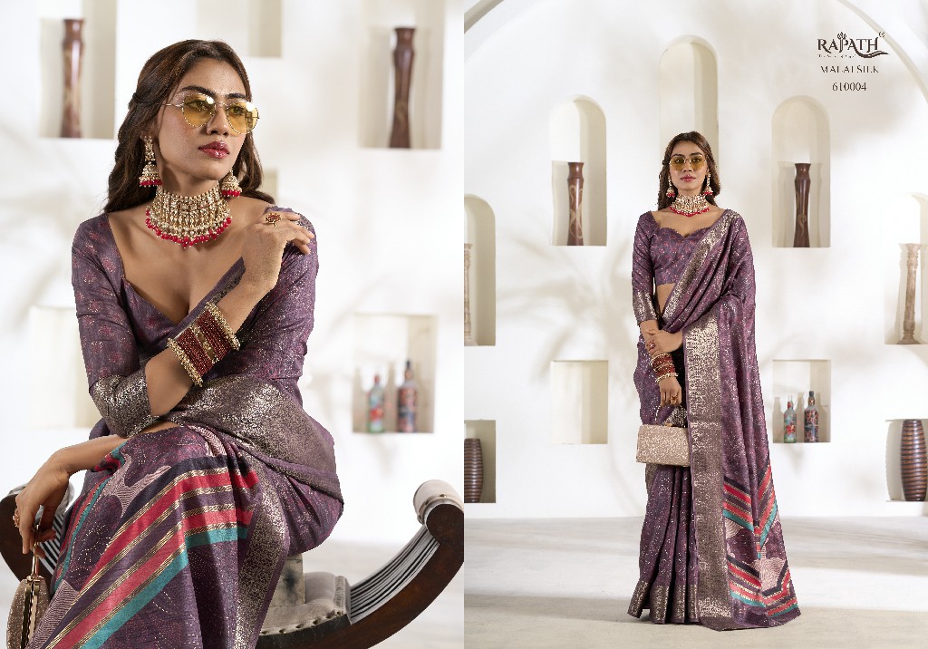 Rajpath Violet Silk Wholesale Soft Dola Silk With Foil Print Ethnic Sarees