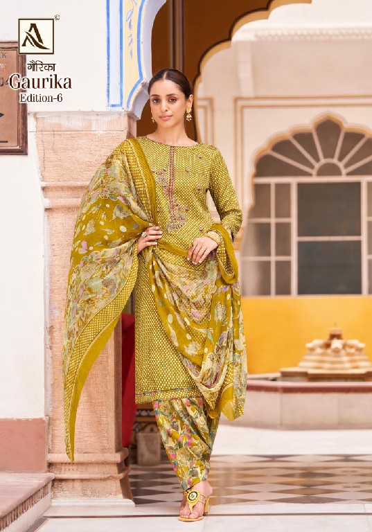 Alok Gaurika Vol-6 Wholesale Pure Zam Designer With Fancy Embroidery Dress Material