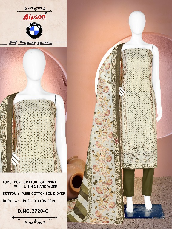 Bipson BMW 8 Series 2720 Wholesale Pure Cotton With Hand Work Dress Material