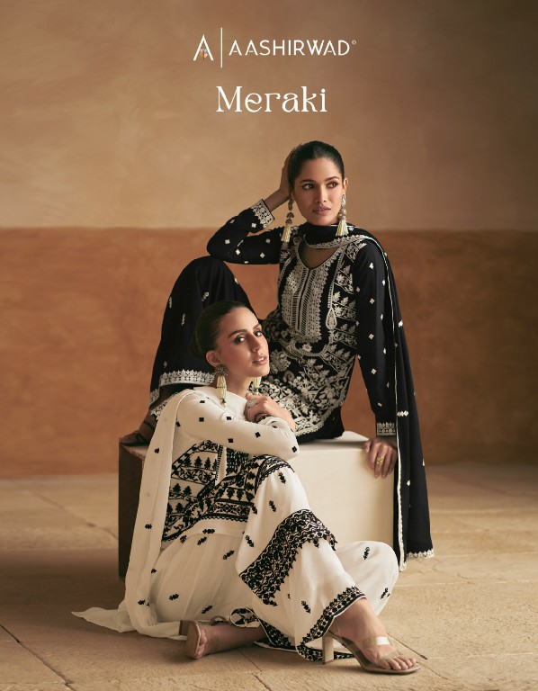 MERAKI BY AASHIRWAD CREATION FANCY CHINON SILK ORIGINAL PAKISTANI FULL STITCH 3PCS SUIT