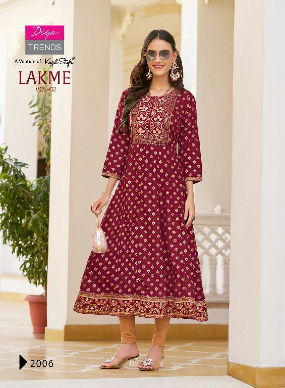 DIYA TRENDS LAKME VOL 2 EMBROIDERY WORK FULLY STITCH FROCK STYLE BIG SIZE GOWN