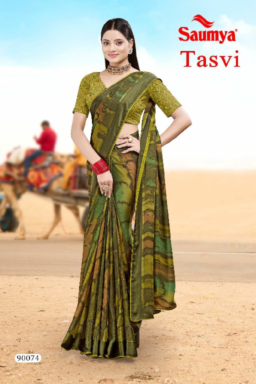 Saumya Tasvi Wholesale Kreva Satin Patta With Half Tone Ethnic Sarees