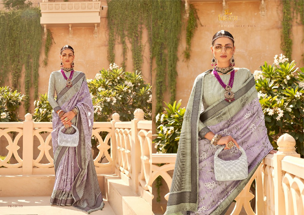 Trirath Savera Wholesale Super Pure Raw Silk And Khadi Print Function Wear Sarees