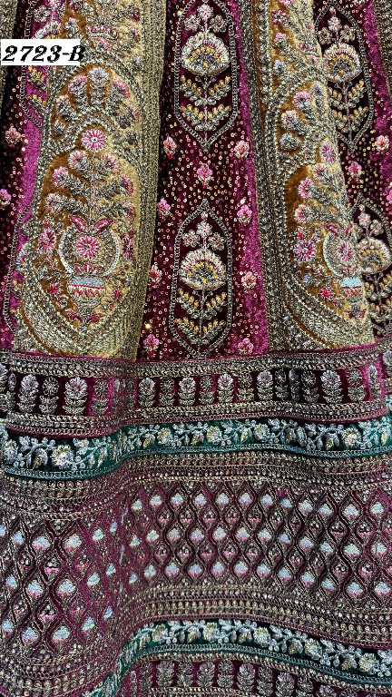 Anjani Art 2723 Wholesale Velvet Fabrics Bridal Lehengas