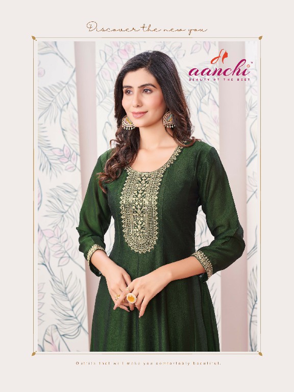 Aanchi Charmi Wholesale Flair Kali Cut With Embroidery Work Kurtis