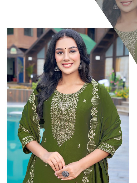 Aanchi Kesar Wholesale Roman Silk Kurtis With Pant And Dupatta