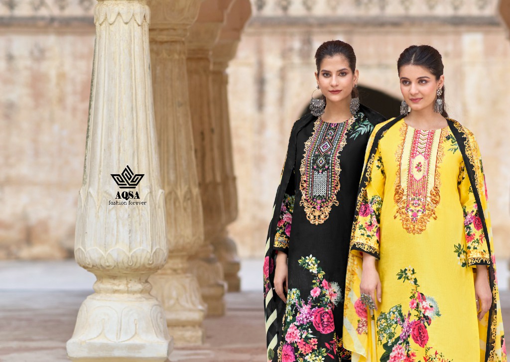 AQSA Zartaaj Wholesale Cambric Cotton With Exclusive Work Dress Material