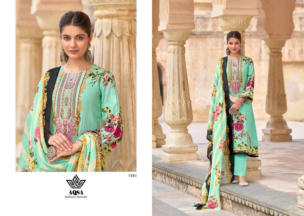 AQSA Zartaaj Wholesale Cambric Cotton With Exclusive Work Dress Material