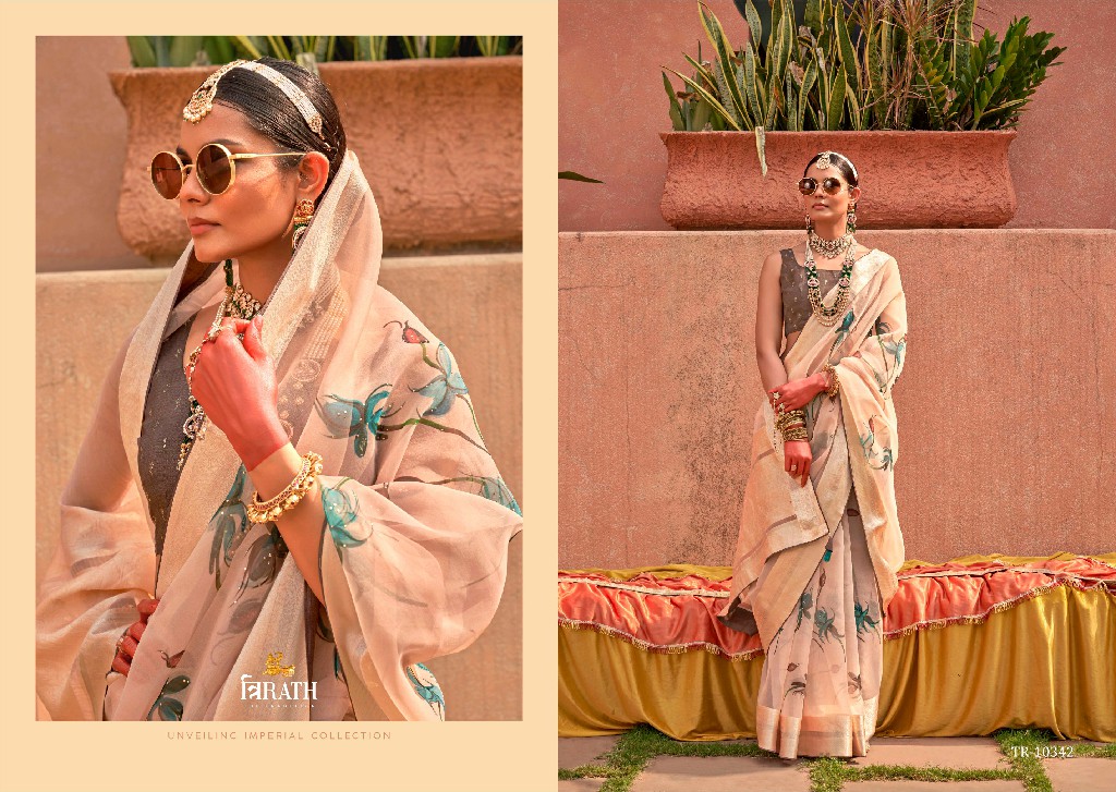 Trirath Geetanjali Wholesale Organza Silk With Jacquard Pallu Sarees