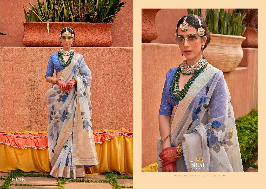 Trirath Geetanjali Wholesale Organza Silk With Jacquard Pallu Sarees