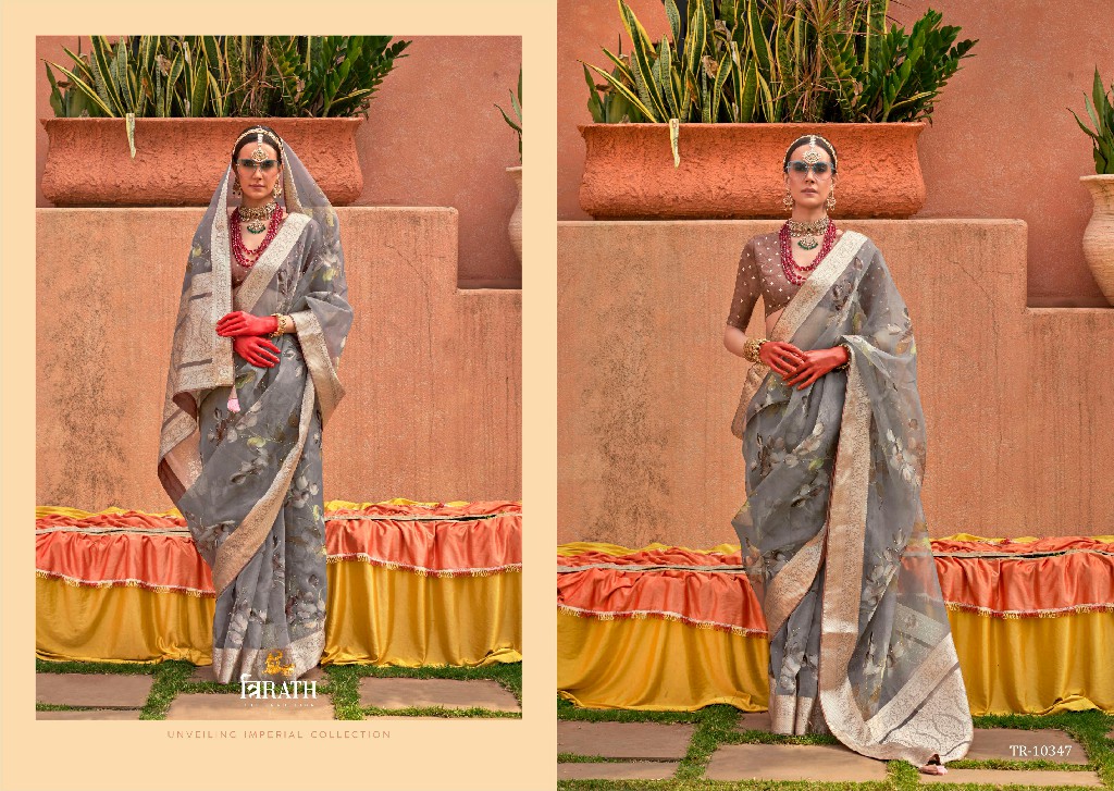 Trirath Geetanjali Wholesale Organza Silk With Jacquard Pallu Sarees