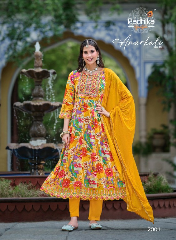 RADHIKA LIFESTYLE ANARKALI VOL 2 HEAVY RAYON FOIL PRINTED FULLSTITCH BIG SIZE 3PCS DRESS