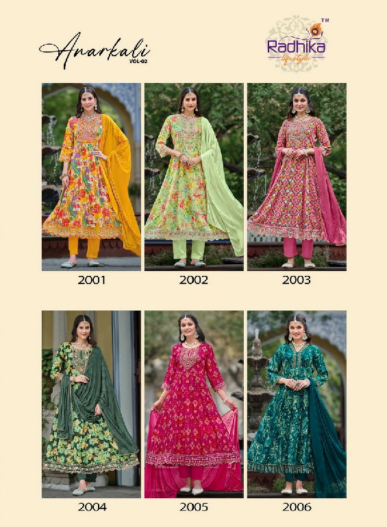 RADHIKA LIFESTYLE ANARKALI VOL 2 HEAVY RAYON FOIL PRINTED FULLSTITCH BIG SIZE 3PCS DRESS